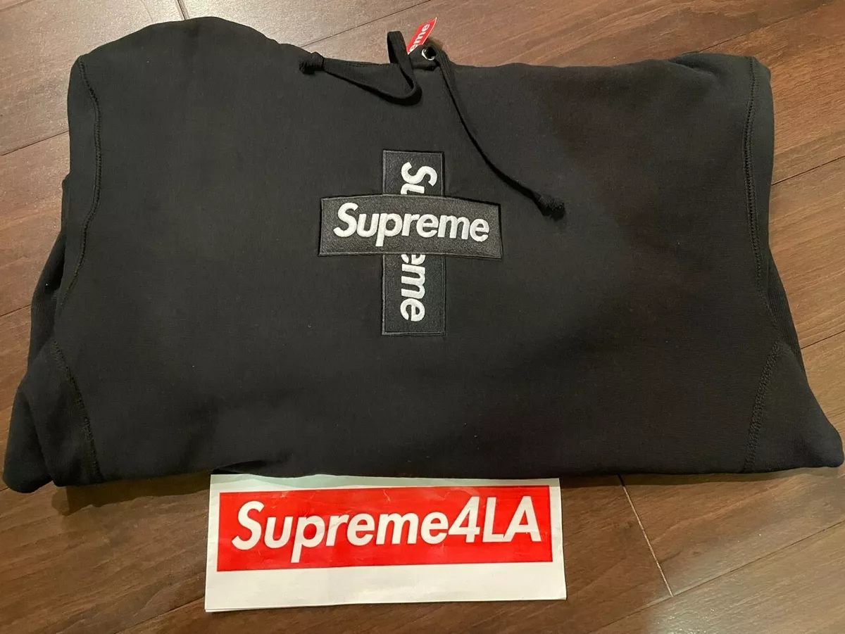 Supreme 20FW Cross Box Logo Hooded Sweatshirt Black M