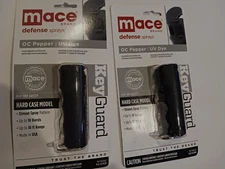 Lot of 2 Mace® Key Guard Pepper Spray Hard Case - Black Made in USA