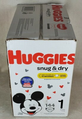Disney Baby Huggies Snug & Dry Diapers Size 1 (8-14 lb) ~ 144 count 