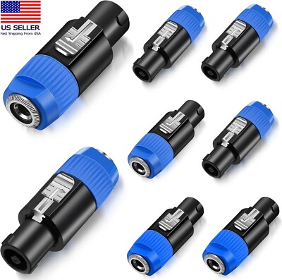 8PC For Speakon To 1/4 Adapter, Upgraded 1/4'' Female To Male Connector USA NEW