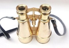 Solid Brass Polished Binocular   Antique Nautical Marine Spyglass Decor Glass
