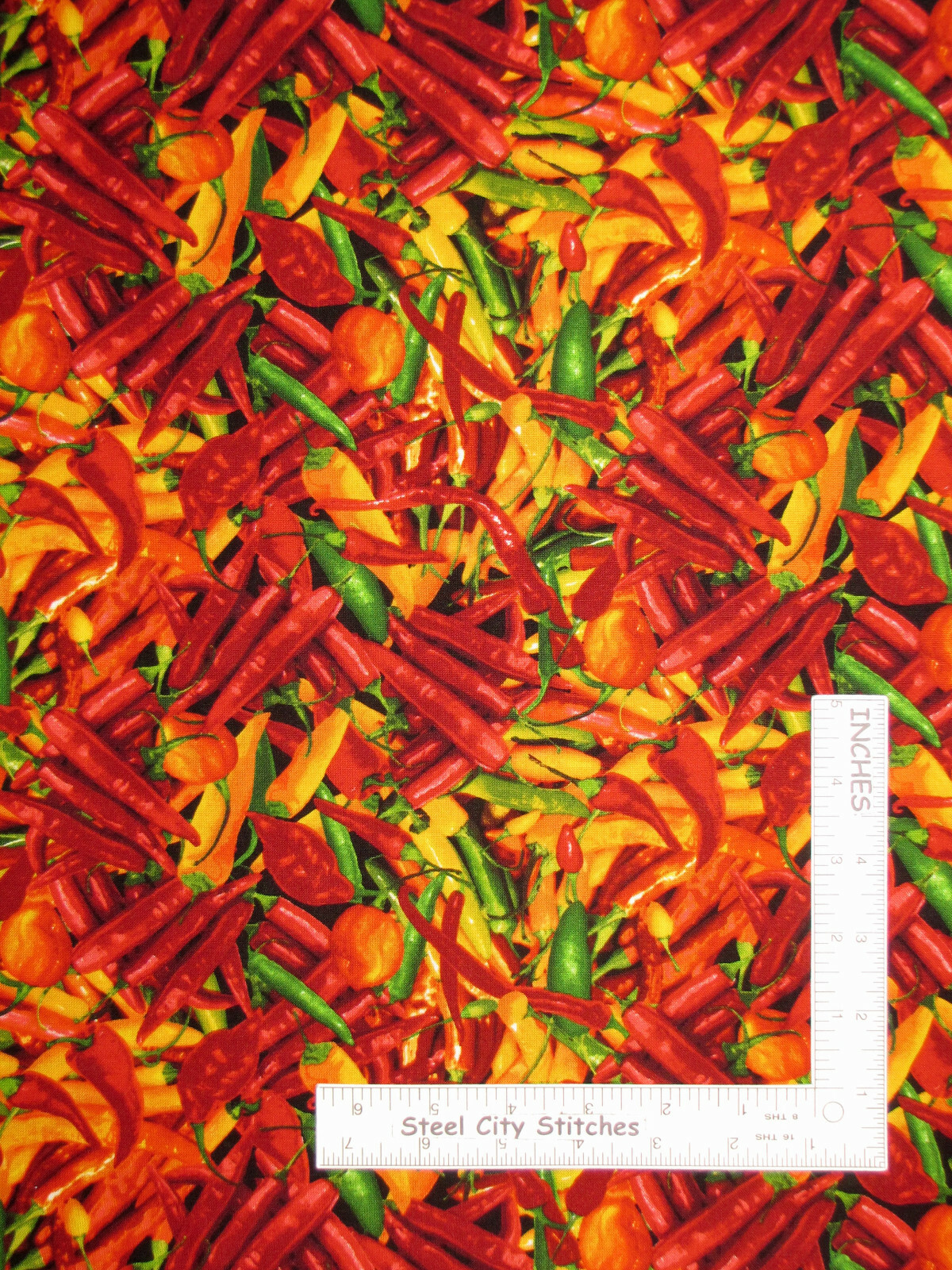 Soutwest Chili Peppers Red Green Cotton Fabric Timeless Treasures C7355 By Yard