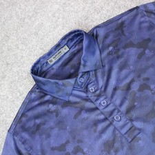 G/Fore Polo Shirt Men's Small Blue Camouflage Skull Cross Tee All Over Golf