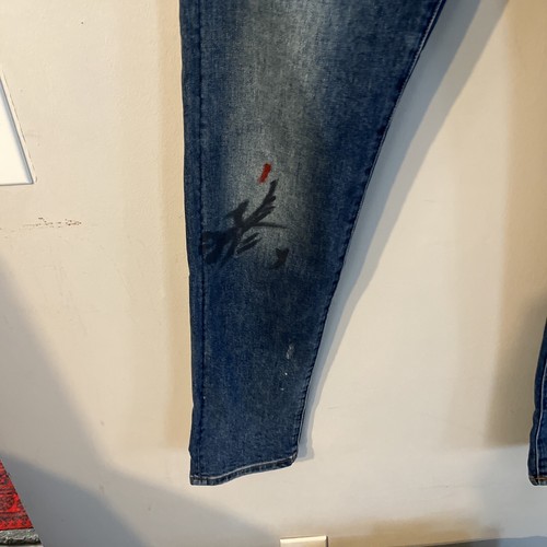 G-Star Raw 3301 Slim Blue Denim Jeans Skinny Stretch 29x34 Paint Distressed Nice - Picture 6 of 16