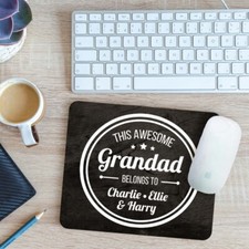 Personalised This Awesome Grandad Belongs To Mouse Mat Pad 24cm x 19cm
