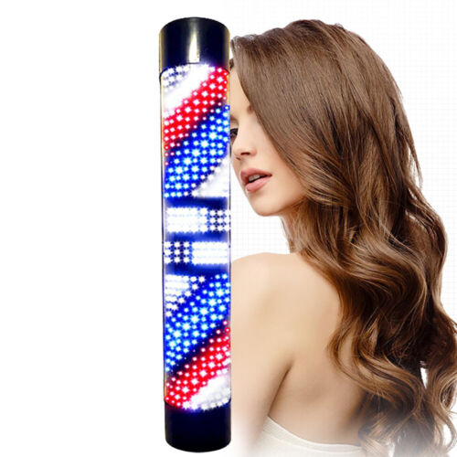 LED Barber Pole Light Red White Blue Stripes Rotating Hair Salon Shop Sign Light - Picture 9 of 9