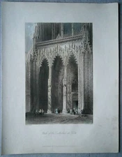 1842 Bartlett print PORCH OF CATHEDRAL IN ULM, BADEN-WÜRTTEMBERG, GERMANY (#6)