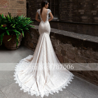 chinese dress ladies Mermaid Wedding Dresses 2019 Appliques Lace Custom Made Bridal Dress