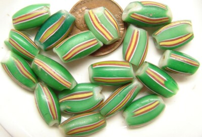 Green Striped Melon Trade Beads