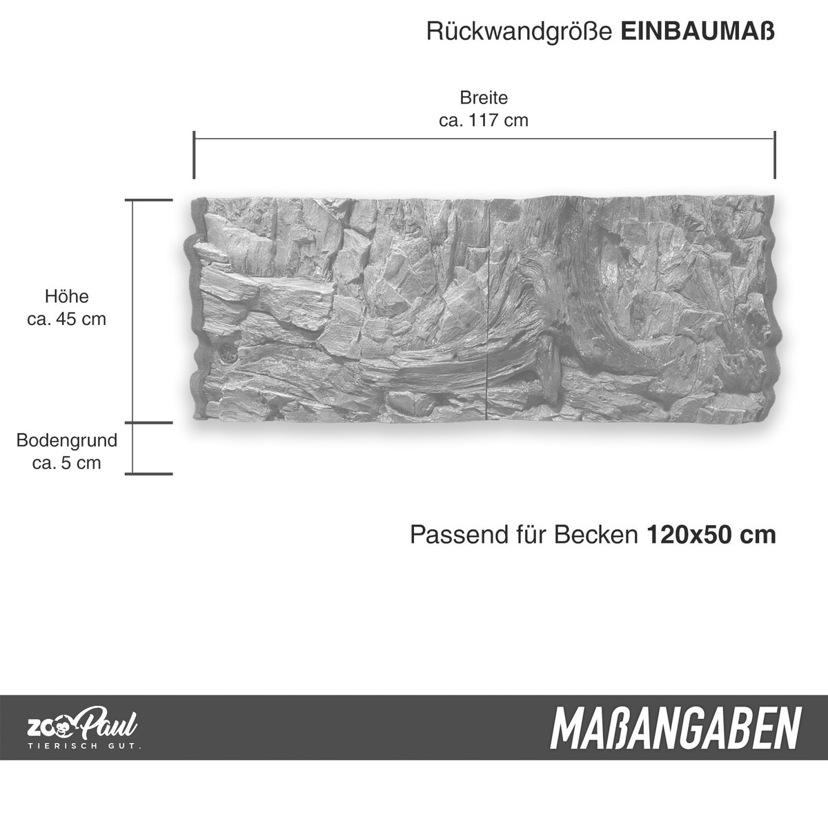 3D Aquarien Rückwand 120x50 Fels Mit Wurzel