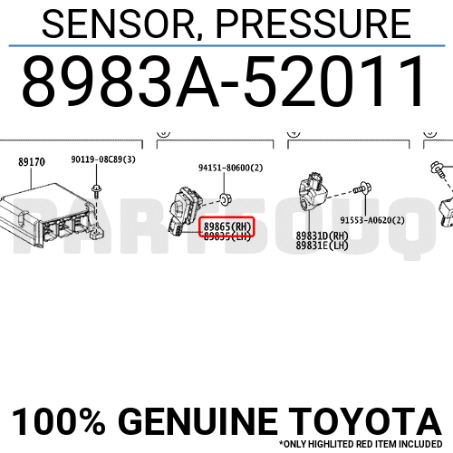 Genuine Toyota 8983A52011 Sensor Pressure 8983A-52011 | OE