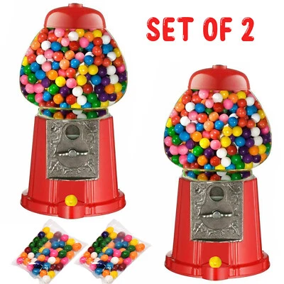2 x Gumball Machine Bubble Gum Sweet Dispenser Mini Retro Toy Fun Coin Candy