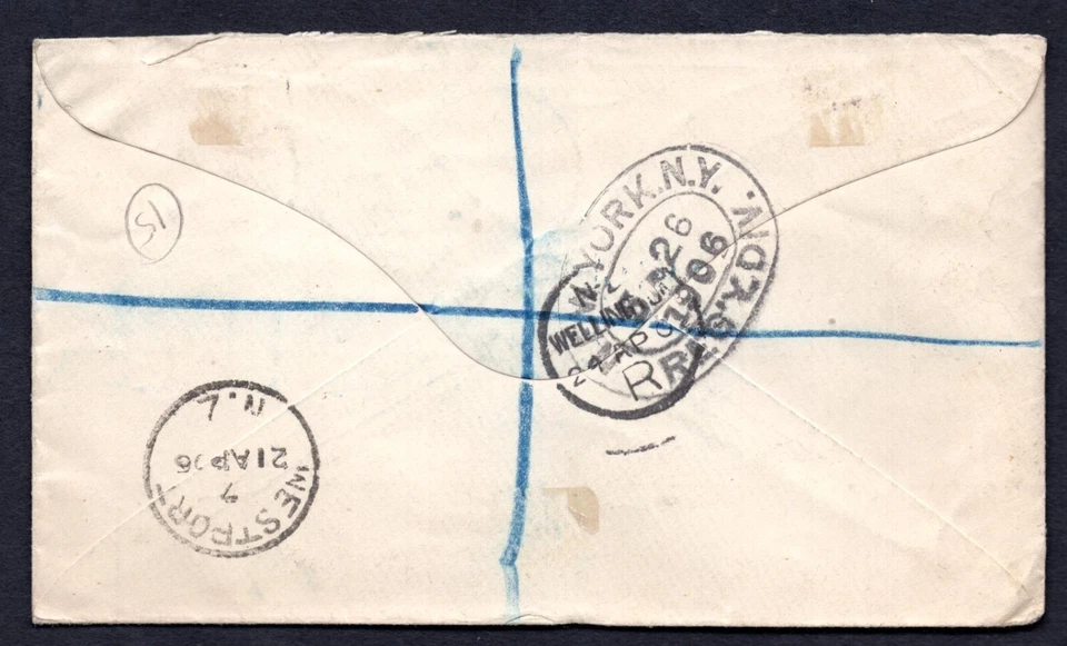 NEW ZEALAND 1906 REGISTERED "WESTPOINT" FROM CHARLESTON TO FLORIDA - Image 2 of 2