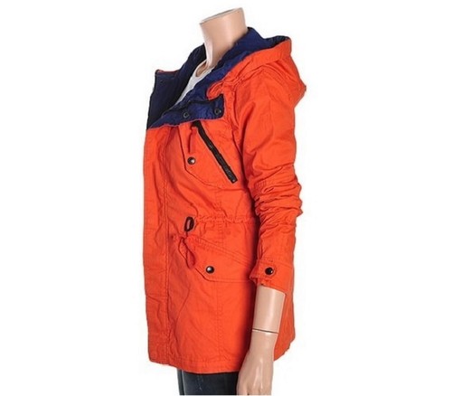 TBJ Mens Casual Semi Long Hooded Zip Up Jacket Jumper Orange Size M NWT - Picture 4 of 9