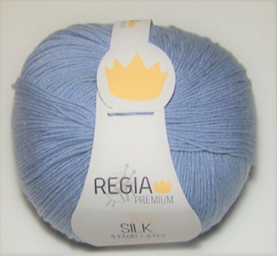 100gm ball Regia Premium SILK BLEND 4ply Fingering Sock yarn #00052 BABY BLUE