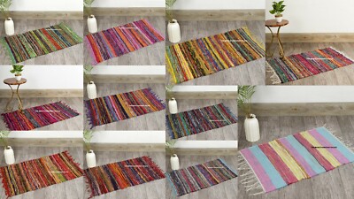 Handgemacht Baumwolle Chindi Bereich Teppich indisch Reversibel Fußboden Matte