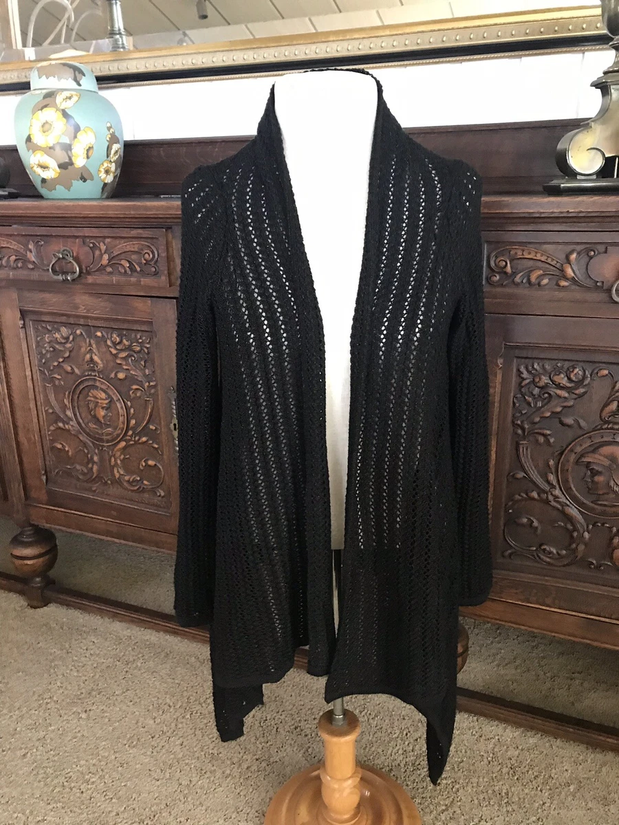 JONES NEW YORK CARDIGAN CROCHET BLACK EVENING SWEATER COAT WRAP