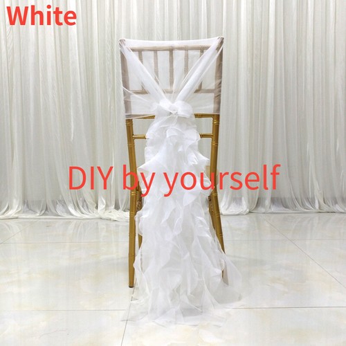 2x Chair Hoods Sheer Tulle Ruffle Chair Cover Sashes Bow Party Chair Cover Fairy - Picture 7 of 18