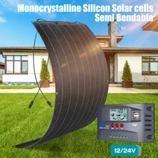 300W Watt 12V Portable Flexible Solar Panel Kit RV Camping Off-Grid,w/Controller