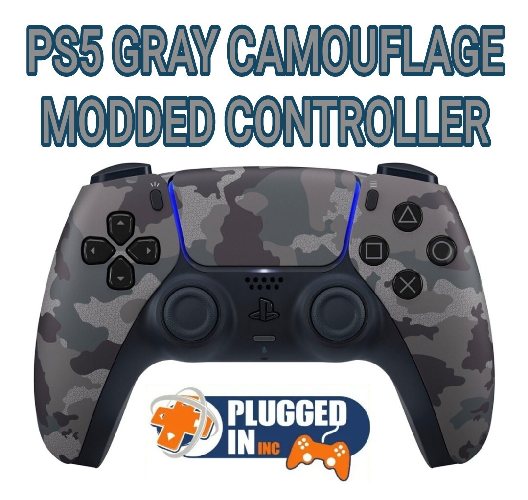 SONY PS5 GRAY CAMOUFLAGE MODDED RAPID FIRE CONTROLLER COD