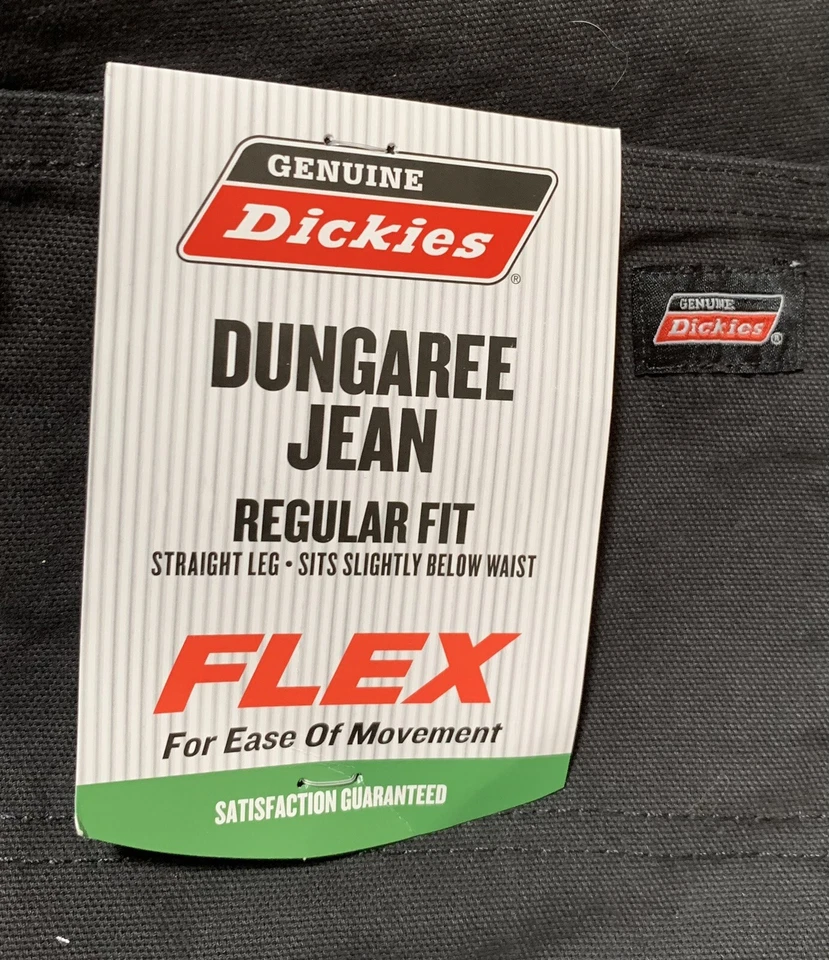 NUEVO Genuino Dickies Hombre NEGRO Peto Jean Calce Regular Pantalones Flexibles 44 pulgadas x 30 pulgadas Foto 4 de 4
