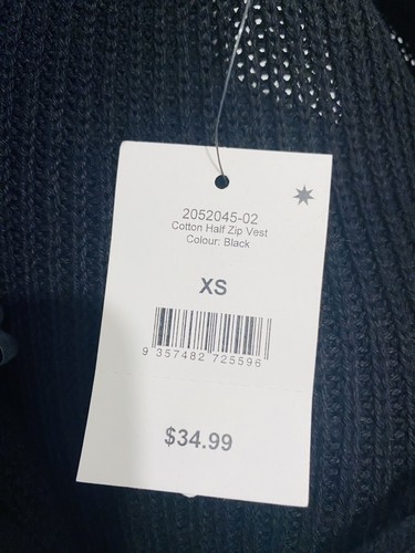 Cotton On Size XS Extra Small Black Half Zip Sleeveless Vest Relaxed Fit NWT - Picture 11 of 11