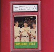 1963 Topps #173 Tresh/Mantle/Richardson GMA 5.5 EX+ New York Yankees Lot#22454