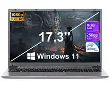 Portable Windows 11 Laptop 17.3" Intel Celeron 8GB RAM 256GB SSD Notebook HDMI