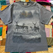 Briar Creek Nature Deers Staring Graphic Grey Shirt XL