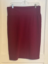 Lularoe Women's Large Burgandy Red Pencil Skirt Business Office Timeless Classic