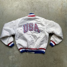 Vintage 1980's "TEAM U.S.A." Satin Jacket Bomber Men's Medium Fit USA MADE