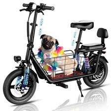 14" 850W Electric Scooter with Seat and Basket 25 Miles 20mph Folding e Scooter