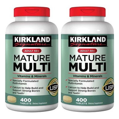 [ 2 ] Kirkland  Adult 50+ Mature Multi Vitamins, Minerals 400 Tablets x 2 packs