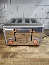 WHALL 4 Slice Toaster - Stainless Steel Bagel Toaster with Dual Control Panels