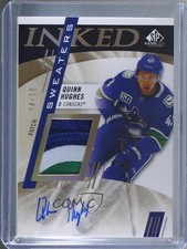 2020-21 Upper Deck SP Game Used Inked Sweaters 4/10 Quinn Hughes Patch Auto 0c3