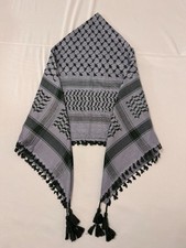 Palestinian Keffiyeh Scarf Shemagh Green White Tasseled Head Wrap