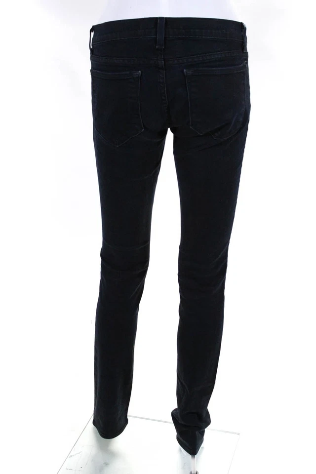 Pantalones de mezclilla ajustados de tiro bajo con cierre de botón de 5 bolsillos de algodón marca J azules talla 27 Foto 3 de 4