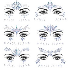 6 Sets Mermaid Face Jewels, Face Gems Stick On, Music Festival Face Jewels