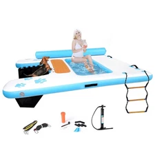 Inflatable Floating Dock with Dog Safety Ramps, Air Dock Platform