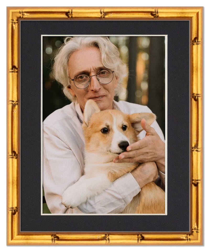 Marco de bambú dorado de 17x22 con alfombrilla negra para foto de 17x22 - bambú dorado 19x Foto 4 de 4