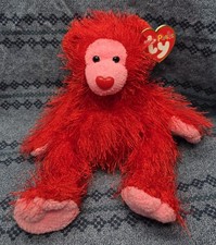 Ty Punkies Retro 2003 FLAME Red  Pink Bear Heart Nose New W Tags