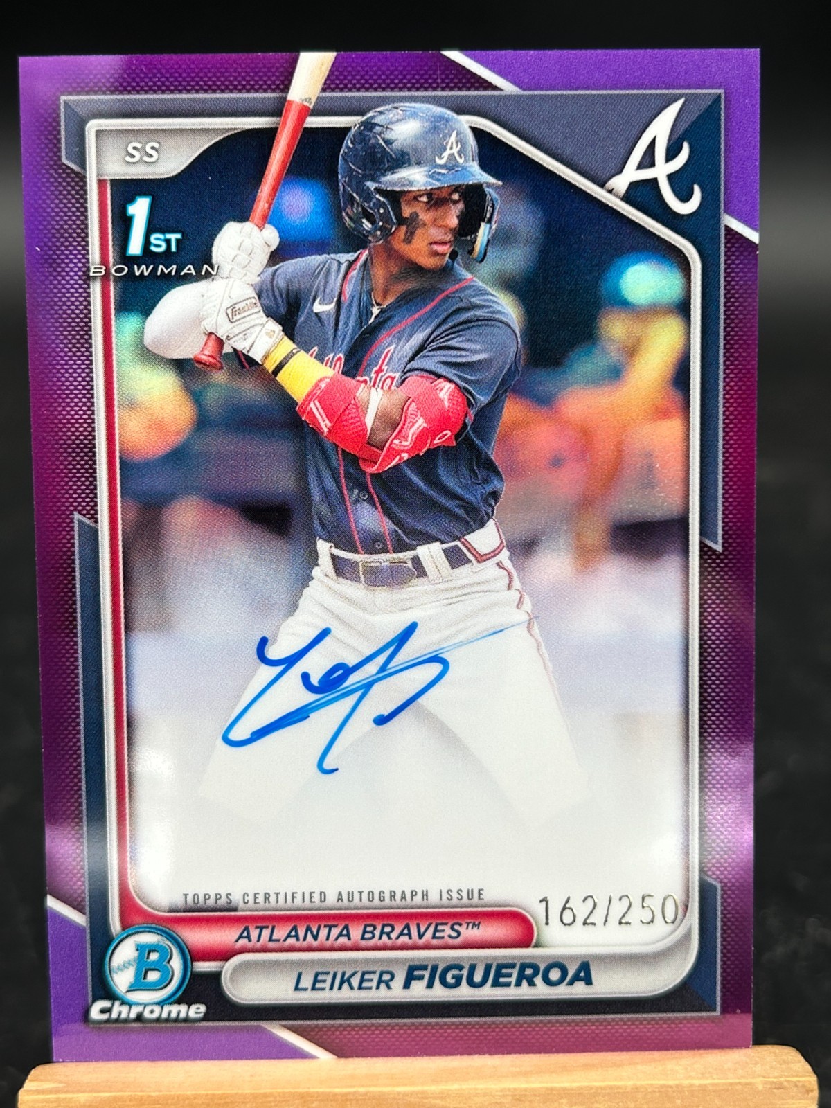 2024 Bowman Chrome Purple Refractor /250 Leiker Figueroa #CPA-LF Auto Braves