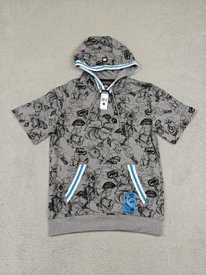 Ecko Unltd Hoodie Mens Medium Gray Short Sleeve Floral Pullover Pockets E012K855