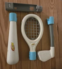 Wii NERF Sports Pack Bat Tennis Racquet Golf Club Attachments Nintendo Lot Set