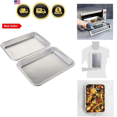 Aluminum Baking Sheet 8th Size 2 Pack Nonstick Oven Pan Multiuse Kitchen Tool
