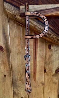 PRETTY Carved  SLIDING EAR & German Silver HEADSTALL By Steve Guitron Of CA