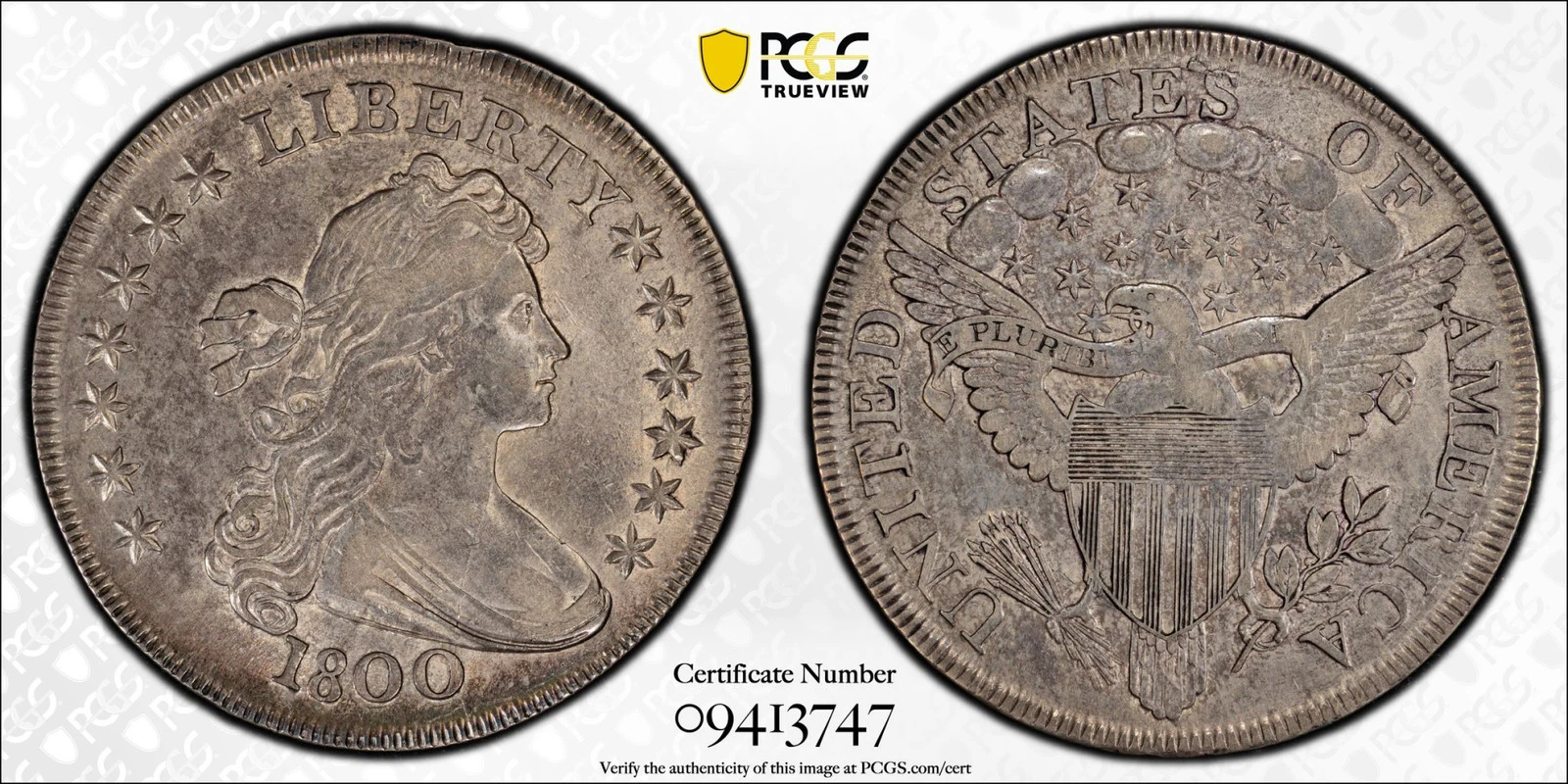 1800 P Silver Dollars Draped Bust PCGS XF-45