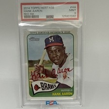 2014 Topps Heritage #HA Hank Aaron Braves HOF Red Ink ON CARD AUTO PSA 9 MINT