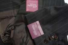 Sartoria Partenopea Silk Blend Brown Blue Striped 2 Pc Suit Jacket Pants 40R NEW