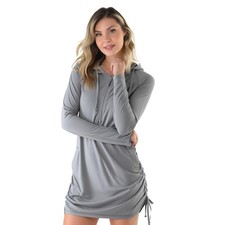 Swim Cover Up Dress with Hood SPF Sun Protection Half Zip Beach Coverup Long ...